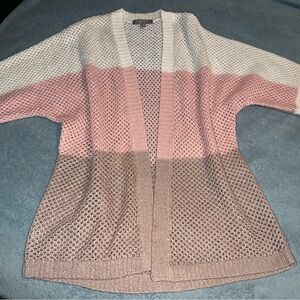 Neiman Marcus Pink and Brown Cashmere Cardigan